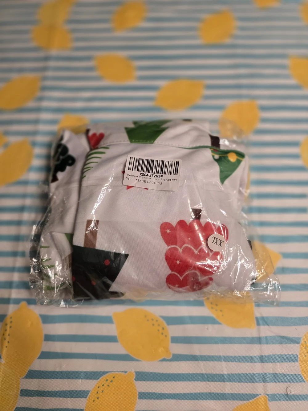 Amazon White & Green Holiday Dog Hoodie with Tree Print